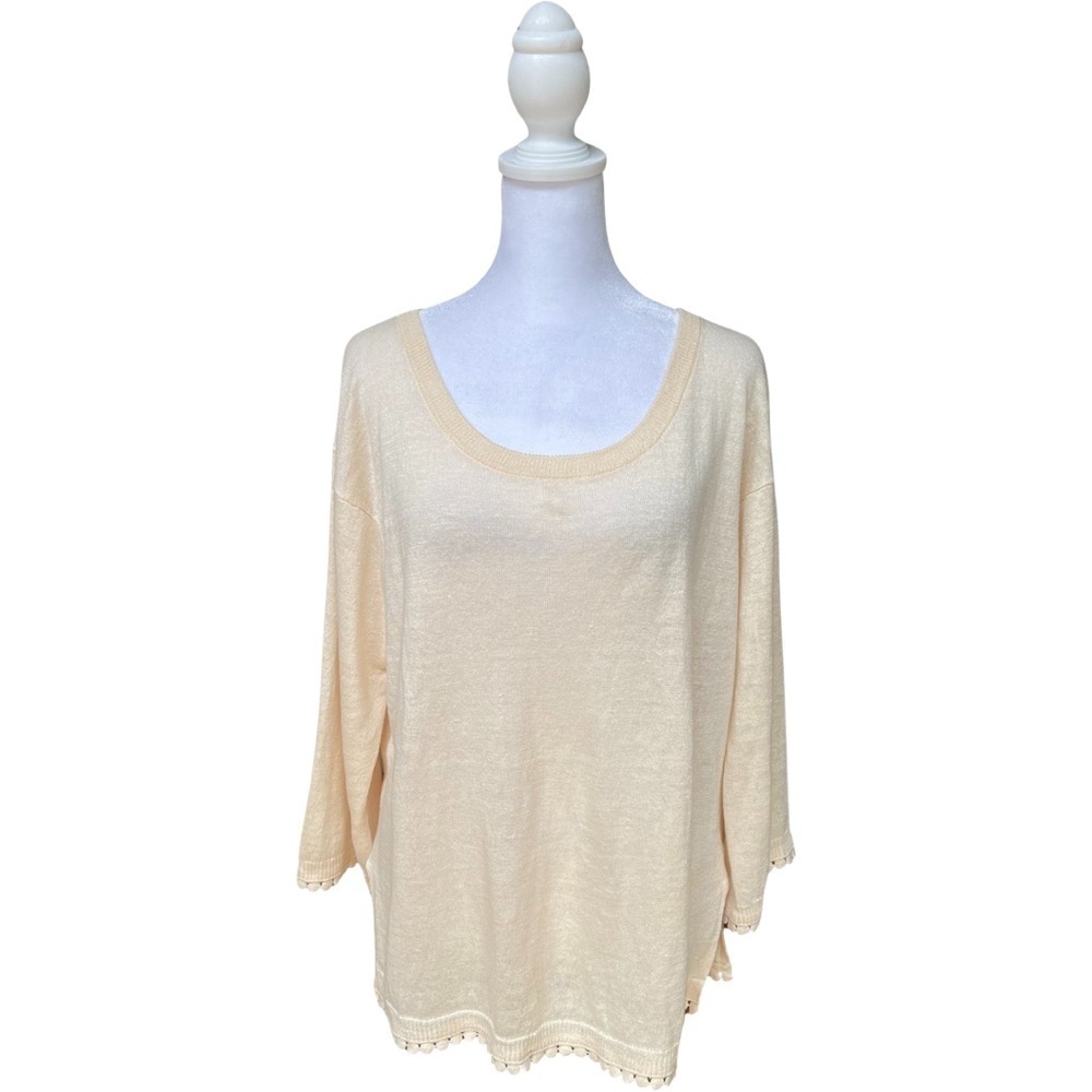 J. Crew Cream 100% Linen Lace Top Size Small